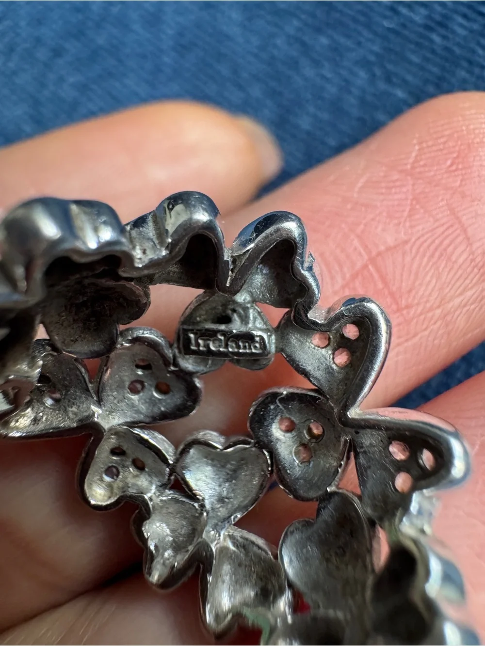 Vintage Ireland 925 Sterling Silver Heart‎ design ring Size 9  1/4